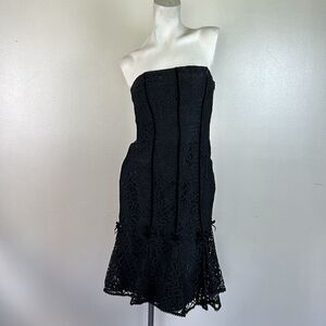 DAVID MEISTER strapless lace velvet dress with bows size 2 party cocktail goth